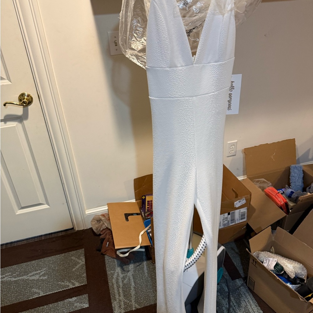 Blue Blush White Flare Jumpsuit